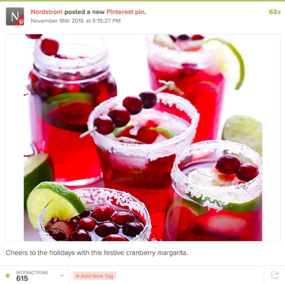 Top B2C brands on Pinterest: Nordstrom's cranberry drinks